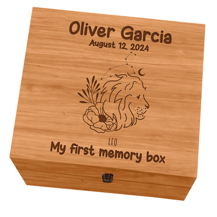 Personalized Wooden Keepsake Box with Hinged Lid