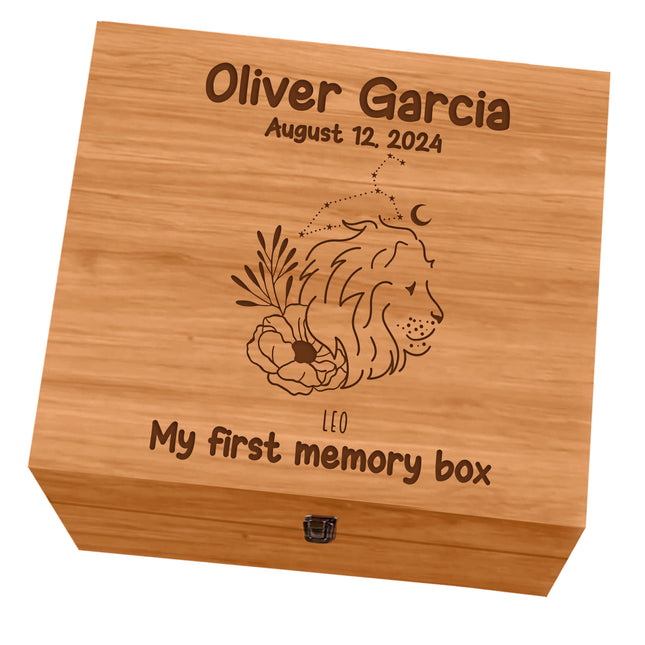 Personalized Wooden Keepsake Box with Hinged Lid