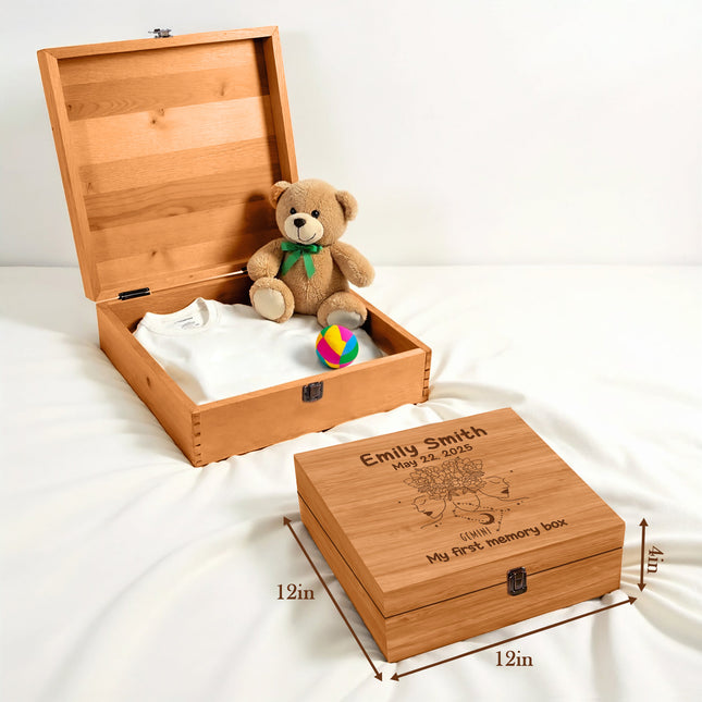 Personalized Wooden Keepsake Box with Hinged Lid