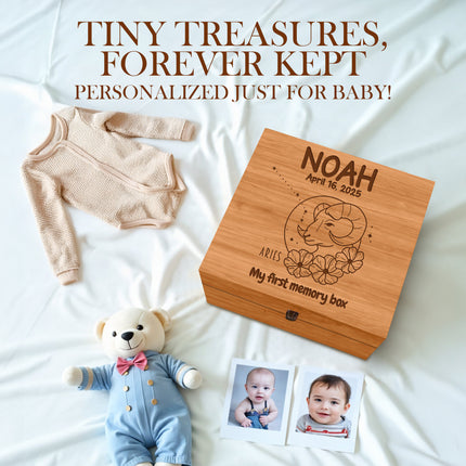 Personalized Wooden Keepsake Box with Hinged Lid