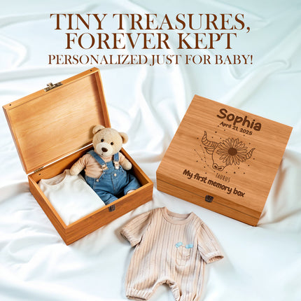 Personalized Wooden Keepsake Box with Hinged Lid