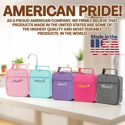 Personalized Lunch Box Insulated Bag  - Pink