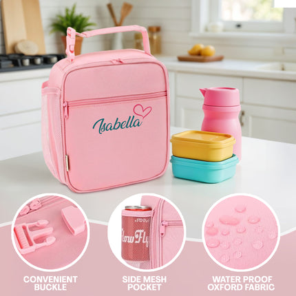 Personalized Lunch Box Insulated Bag  - Pink