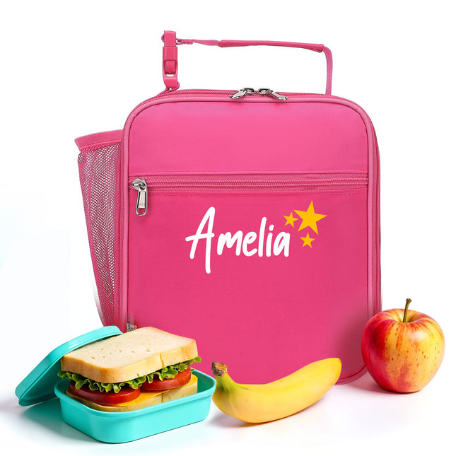 Personalized Lunch Box Insulated Bag  - Rose Red