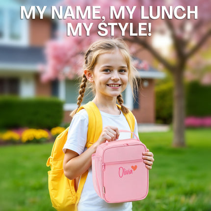 Personalized Lunch Box Insulated Bag  - Pink