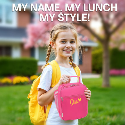 Personalized Lunch Box Insulated Bag  - Rose Red