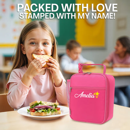 Personalized Lunch Box Insulated Bag  - Rose Red