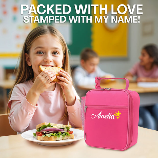 Personalized Lunch Box Insulated Bag  - Rose Red