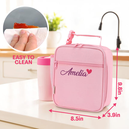 Personalized Lunch Box Insulated Bag  - Pink