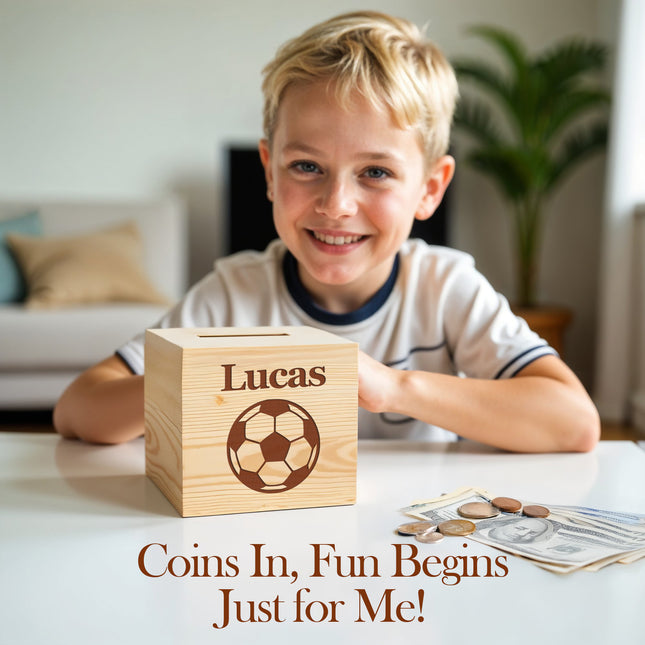 Personalized Wooden Piggy Bank with Custom Name