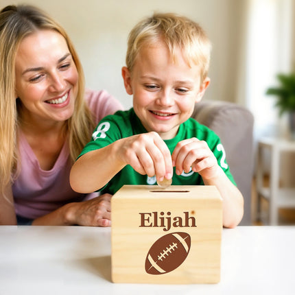 Personalized Wooden Piggy Bank with Custom Name