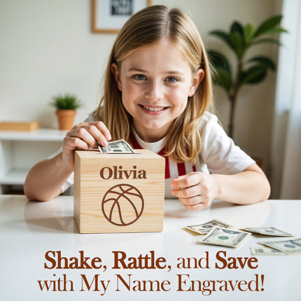 Personalized Wooden Piggy Bank with Custom Name