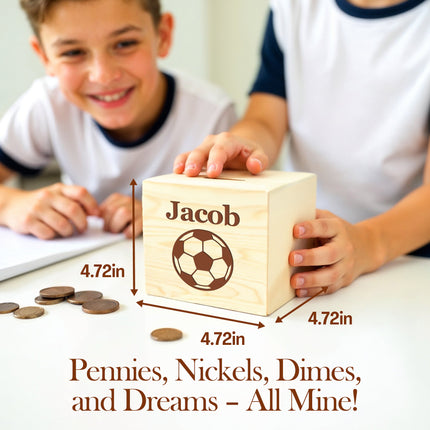 Personalized Wooden Piggy Bank with Custom Name