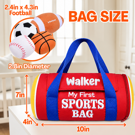 Personalized Baby My First Sports Bag with Name – Plush Toy Set 10''