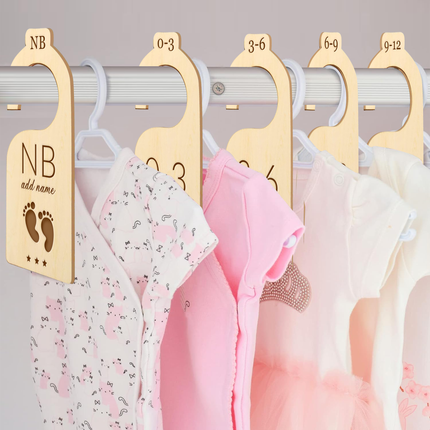 Personalized Wooden Baby Closet Dividers - 7 pack