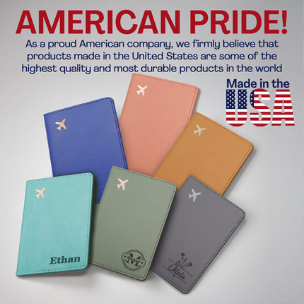Personalized Passport Holder Cover Case with Engraved Name