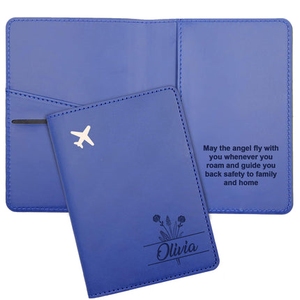 Personalized Passport Holder Cover Case with Engraved Name