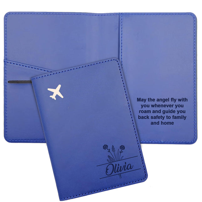 Personalized Passport Holder Cover Case with Engraved Name