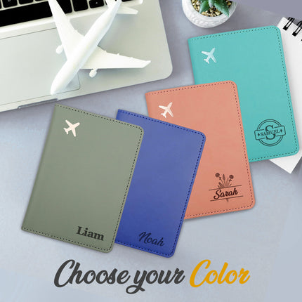 Personalized Passport Holder Cover Case with Engraved Name