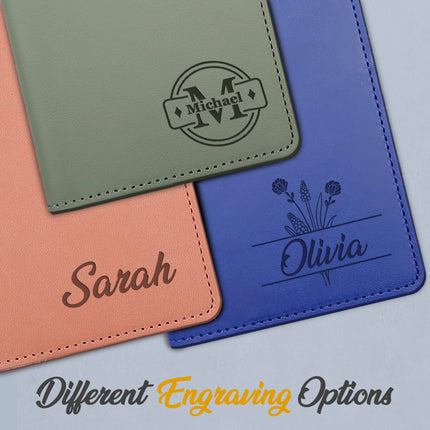 Personalized Passport Holder Cover Case with Engraved Name