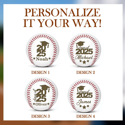 Four personalized baseballs with names