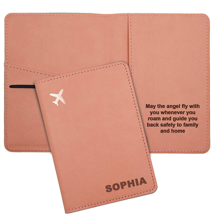 Personalized Passport Holder Cover Case with Engraved Name
