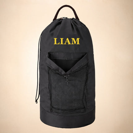 Personalized Black Laundry Bag – Embroidered Name