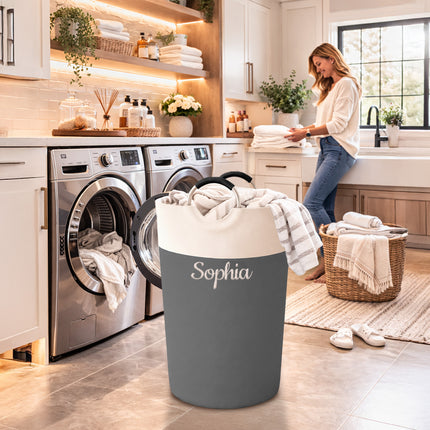 Personalized Laundry Basket – Custom Embroidery Name