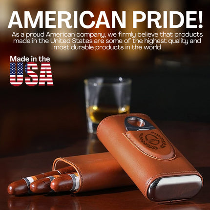 Personalized Leather Cigar Travel Case with Engraved Monogram