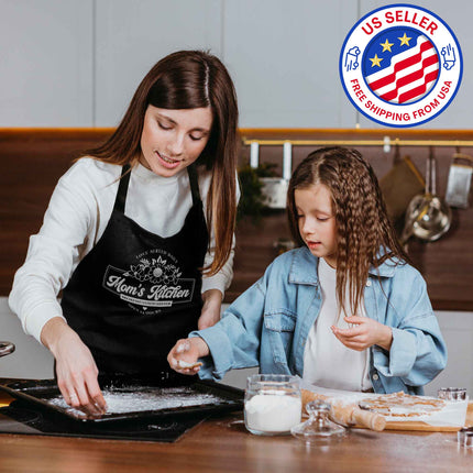 Custom Kitchen Apron for Mom, Mother's Day Gift for Mom, Personalized Kitchen Gift