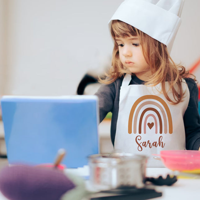 Personalized Kids Pink Apron Rainbow
