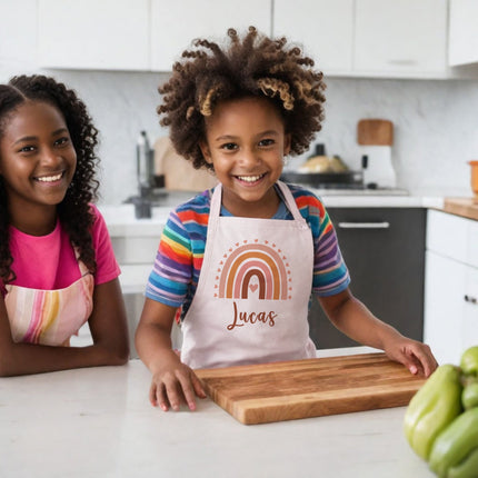 Personalized Kids Blue Apron Rainbow