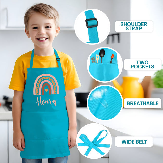 Personalized Kids Blue Apron Rainbow