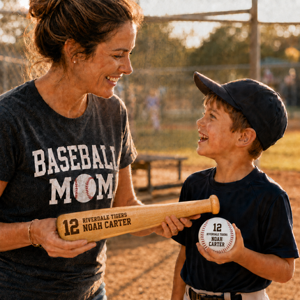 Custom Engraved Baseball Bat and Ball Set with Custom Name - Team & Number