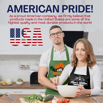 Custom Men's BBQ Grill Apron with Custom Name - Personalized Cooking Apron