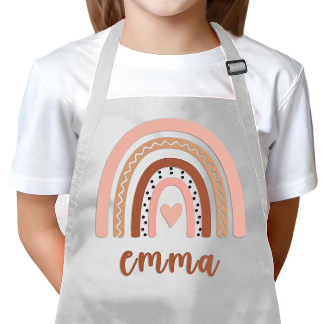 Personalized Kids White Apron Rainbow