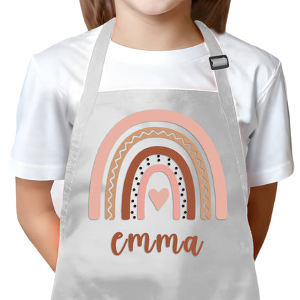 Personalized Kids Black Apron Rainbow