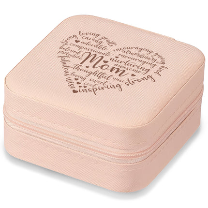 Custom Jewelry Box Leather Organizer for Mom - Pink