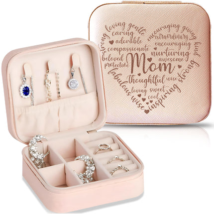 Custom Jewelry Box Leather Organizer for Mom - Pink