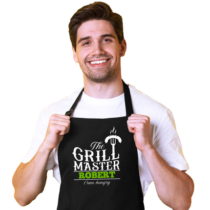 Custom Men's BBQ Grill Apron with Custom Name - Personalized Cooking Apron