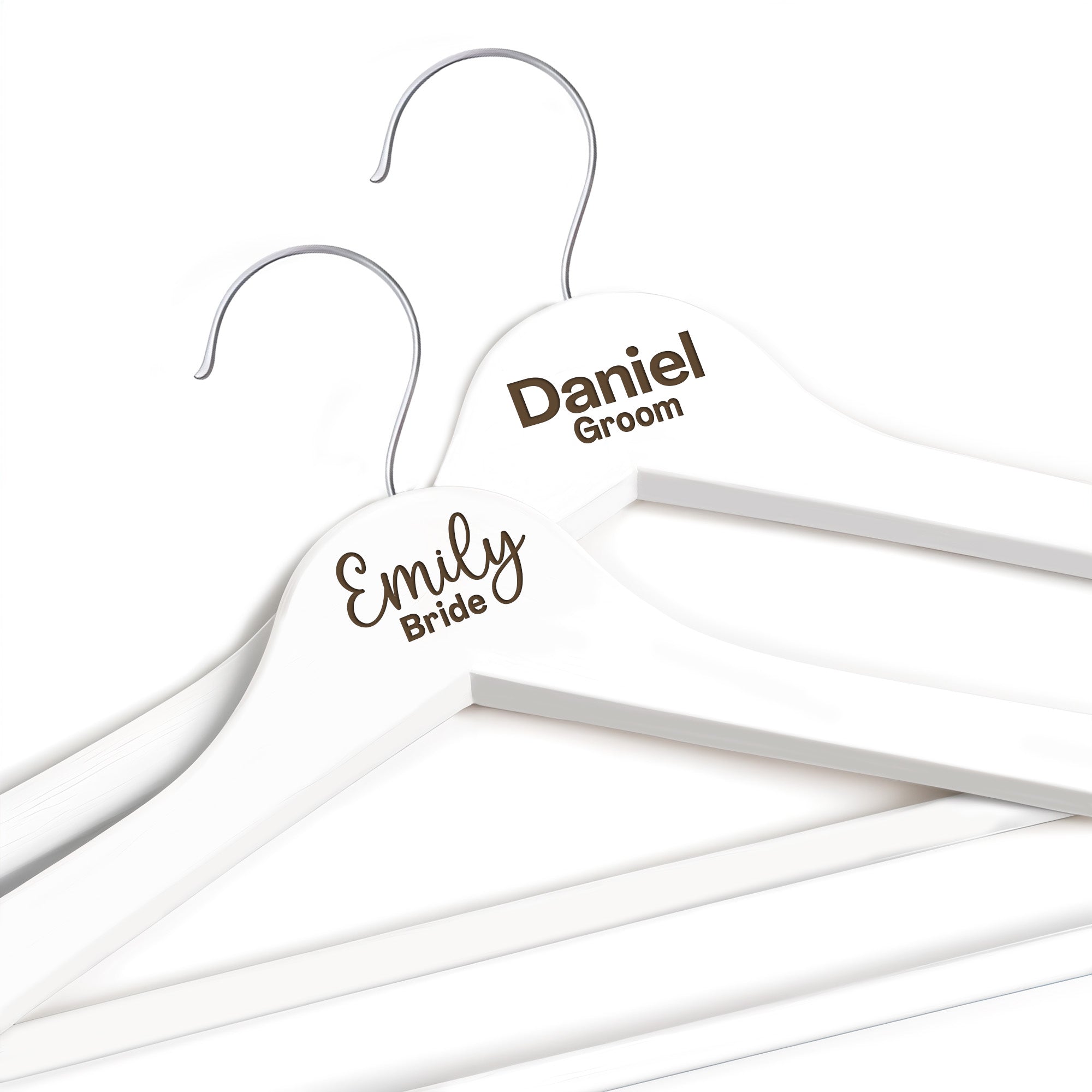 Personalized Bride Hanger, Engraved Groom Hanger with Custom Name - 2 Pack