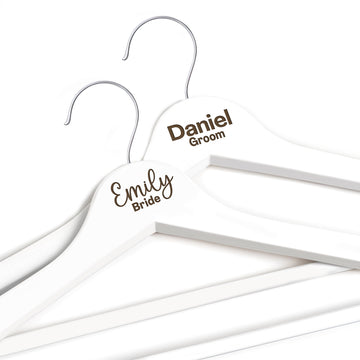 Personalized Bride Hanger, Engraved Groom Hanger with Custom Name - 2 Pack