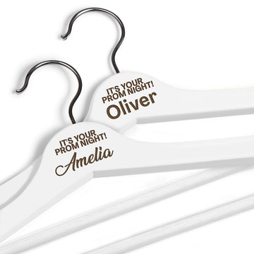 Custom White Hanger with Name for Prom Dress Hangers with 360° Rotatable Hook - 2 Pack