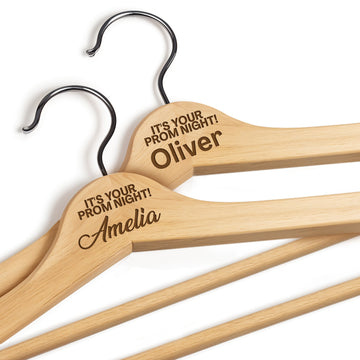 Custom Wooden Hanger with Name for Prom Dress with 360° Rotatable Hook - 2 Pack
