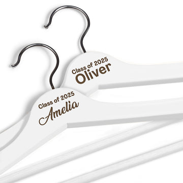Custom White Hanger with Name for Graduation Outfit Dress Hangers with 360° Rotatable Hook - 2 Pack