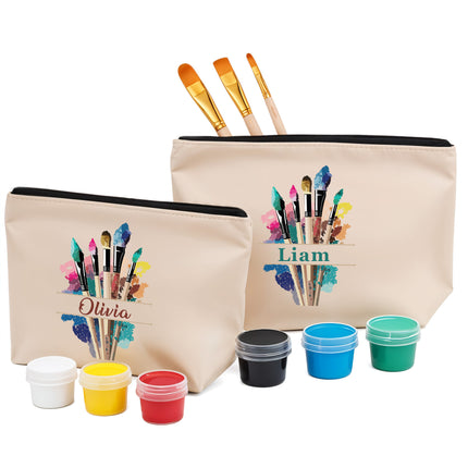 Personalized Paint Brush Pouch Holder for Kids Artists