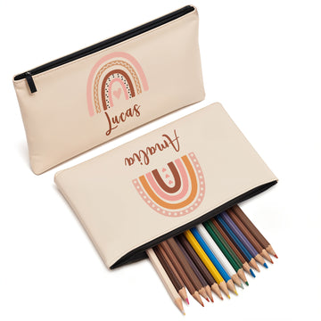 Personalized Pencil Case Large Capacity Pencil Pouch, Customized Rainbow Design Pen Bag with Custom Name for Girls, Sturdy Multifunctional Pencil Bag for Boys, Large Storage Pencil Box for School