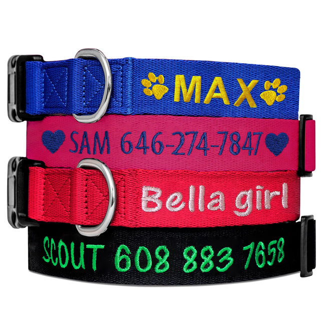 embroidered blue dog collar w pet name custom dog collar customized embroidered pet collar dog collar pet collar
