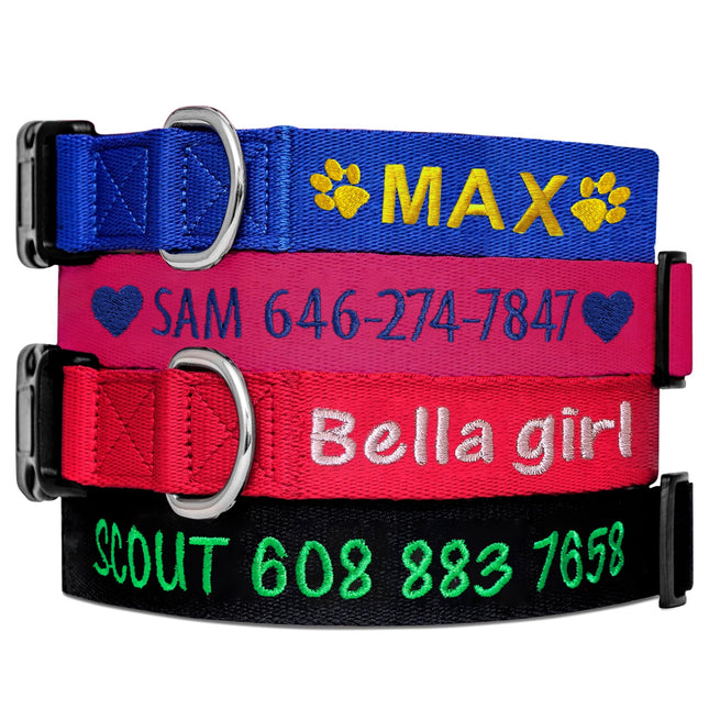 Embroidered Black Dog Collar w/ Pet Name