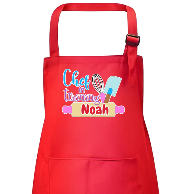 Personalized Blue Kids Apron Chef In Training